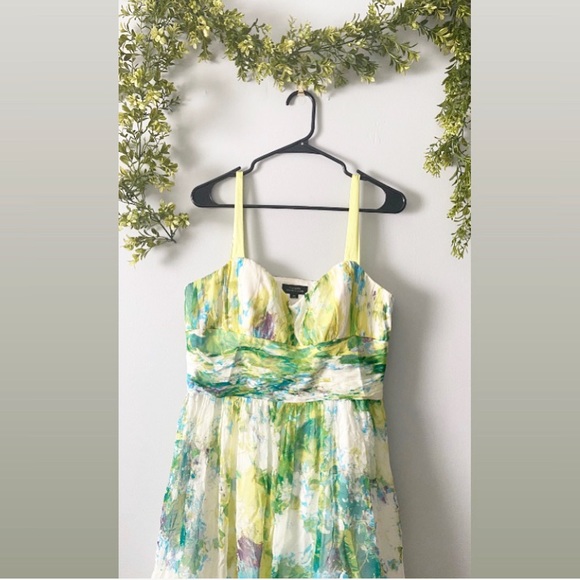 TAHARI Watercolor Dress With Ribbon Detail - Picture 2 of 7